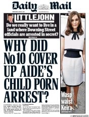 Daily Mail () Newspaper Front Page for 5 March 2014
