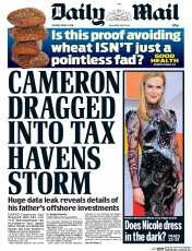 Daily Mail () Newspaper Front Page for 5 April 2016