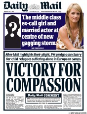Daily Mail () Newspaper Front Page for 5 May 2016