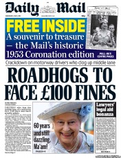 Daily Mail () Newspaper Front Page for 5 June 2013