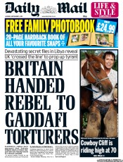 Daily Mail () Newspaper Front Page for 5 September 2011