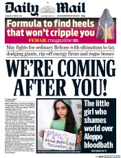 Daily Mail () Newspaper Front Page for 6 October 2016