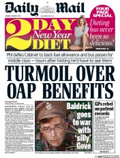 Daily Mail () Newspaper Front Page for 6 January 2014