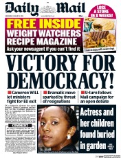 Daily Mail () Newspaper Front Page for 6 January 2016