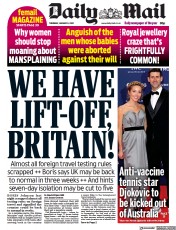 Daily Mail () Newspaper Front Page for 6 January 2022