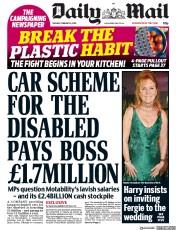 Daily Mail () Newspaper Front Page for 6 February 2018