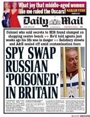 Daily Mail () Newspaper Front Page for 6 March 2018