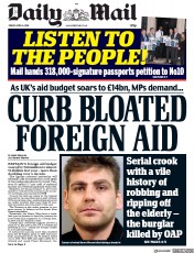 Daily Mail () Newspaper Front Page for 6 April 2018