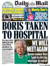 Daily Mail () Newspaper Front Page for 6 April 2020
