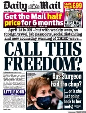 Daily Mail () Newspaper Front Page for 6 April 2021
