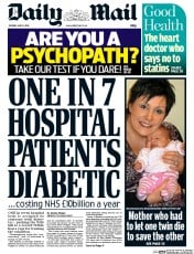 Daily Mail () Newspaper Front Page for 6 May 2014