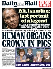 Daily Mail () Newspaper Front Page for 6 June 2016