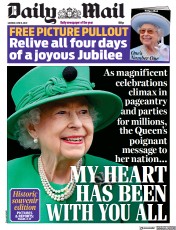 Daily Mail () Newspaper Front Page for 6 June 2022