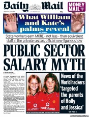Daily Mail () Newspaper Front Page for 6 July 2011