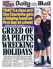 Daily Mail () Newspaper Front Page for 6 September 2019