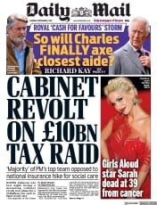 Daily Mail () Newspaper Front Page for 6 September 2021