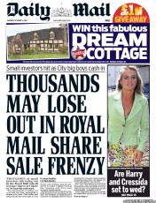 Daily Mail () Newspaper Front Page for 7 October 2013