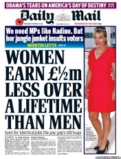 Daily Mail () Newspaper Front Page for 7 November 2012