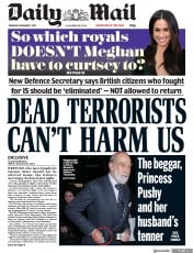 Daily Mail () Newspaper Front Page for 7 December 2017
