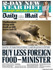 Daily Mail () Newspaper Front Page for 7 January 2014