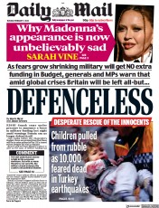 Daily Mail () Newspaper Front Page for 7 February 2023