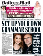 Daily Mail () Newspaper Front Page for 7 March 2017