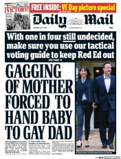 Daily Mail () Newspaper Front Page for 7 May 2015