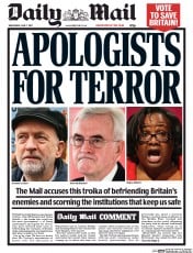 Daily Mail () Newspaper Front Page for 7 June 2017