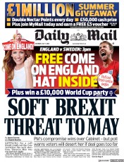 Daily Mail () Newspaper Front Page for 7 July 2018