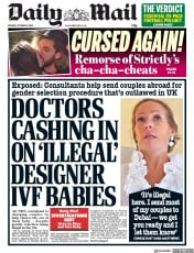 Daily Mail () Newspaper Front Page for 8 October 2018