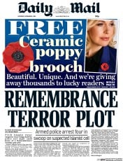 Daily Mail () Newspaper Front Page for 8 November 2014