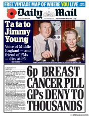 Daily Mail () Newspaper Front Page for 8 November 2016
