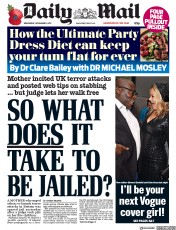 Daily Mail () Newspaper Front Page for 8 November 2017