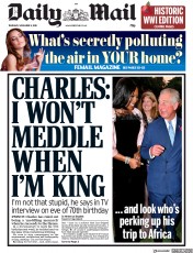 Daily Mail () Newspaper Front Page for 8 November 2018