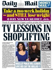Daily Mail () Newspaper Front Page for 8 January 2014