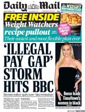 Daily Mail () Newspaper Front Page for 8 January 2018