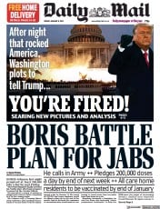 Daily Mail () Newspaper Front Page for 8 January 2021