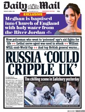 Daily Mail () Newspaper Front Page for 8 March 2018