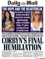 Daily Mail () Newspaper Front Page for 8 March 2019