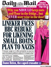 Daily Mail () Newspaper Front Page for 8 March 2023