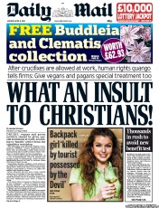 Daily Mail () Newspaper Front Page for 8 April 2013