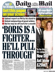 Daily Mail () Newspaper Front Page for 8 April 2020