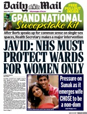 Daily Mail () Newspaper Front Page for 8 April 2022