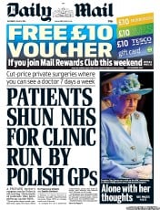 Daily Mail () Newspaper Front Page for 8 June 2013