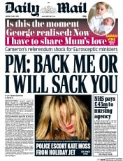 Daily Mail () Newspaper Front Page for 8 June 2015