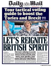 Daily Mail () Newspaper Front Page for 8 June 2017