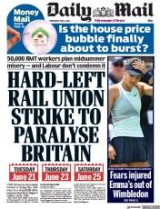 Daily Mail () Newspaper Front Page for 8 June 2022