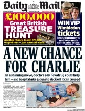 Daily Mail () Newspaper Front Page for 8 July 2017