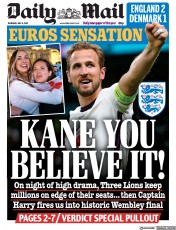 Daily Mail () Newspaper Front Page for 8 July 2021