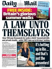 Daily Mail () Newspaper Front Page for 8 August 2016